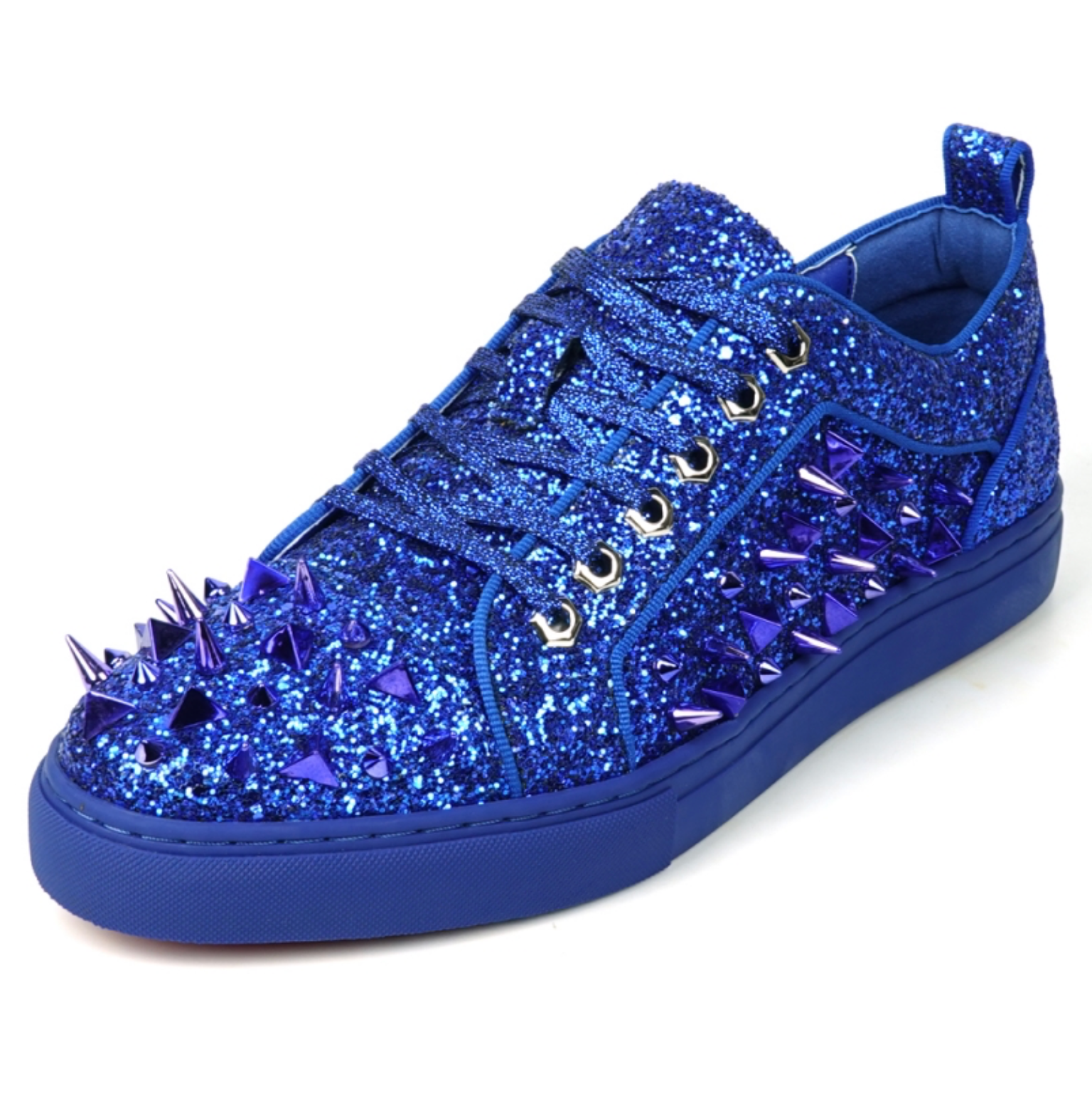 Navy Glitter Navy Spikes Low Cut Sneaker Encore by Fiesso - Grooveman Music