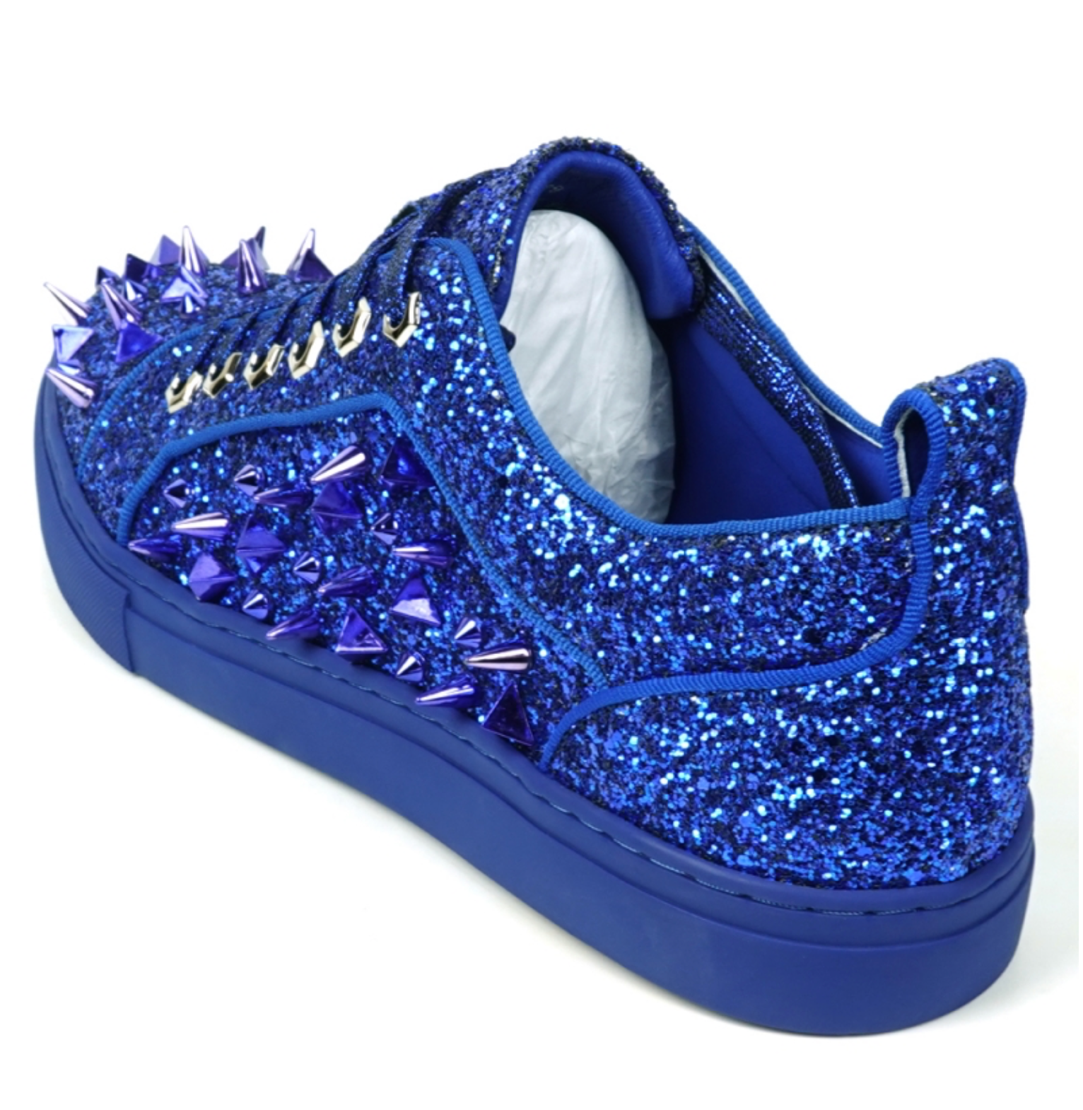 Navy Glitter Navy Spikes Low Cut Sneaker Encore by Fiesso - Grooveman Music