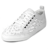 White Glitter White Spikes Low Cut Sneaker Encore by Fiesso - Grooveman Music