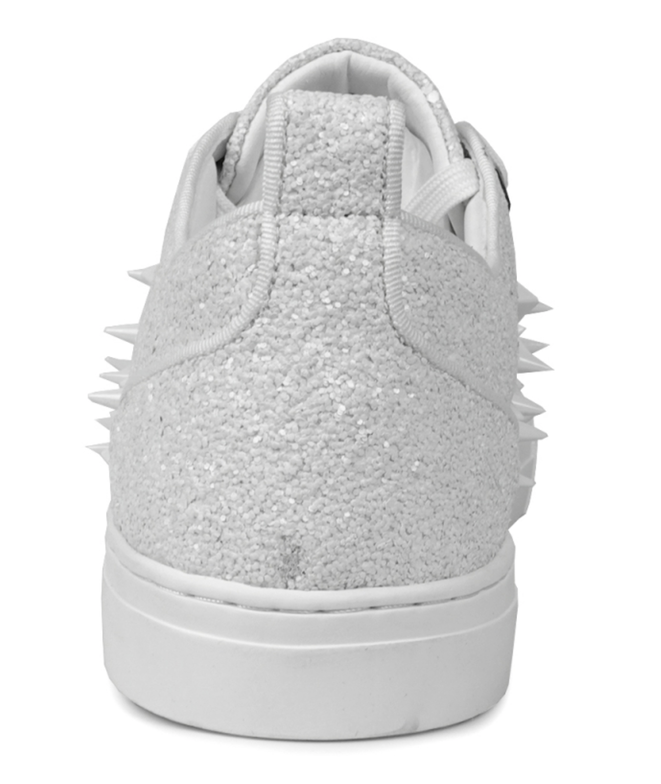 White Glitter White Spikes Low Cut Sneaker Encore by Fiesso - Grooveman Music