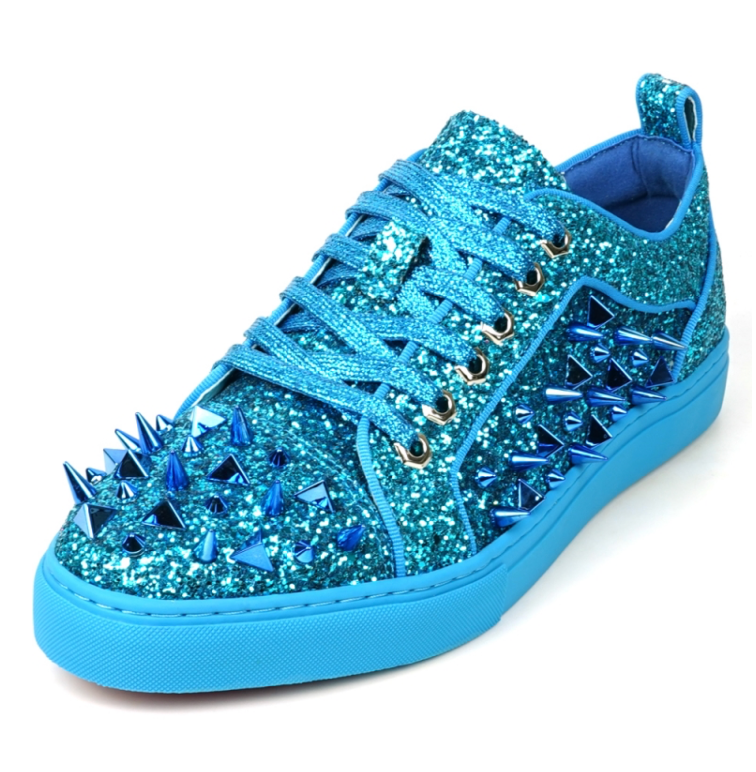 Blue Glitter Blue Spikes Low Cut Sneaker Encore by Fiesso - Grooveman Music