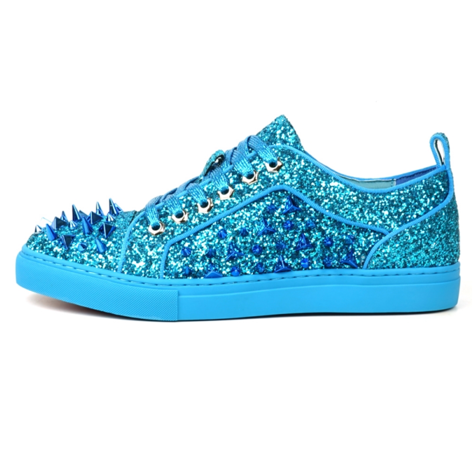 Blue Glitter Blue Spikes Low Cut Sneaker Encore by Fiesso - Grooveman Music