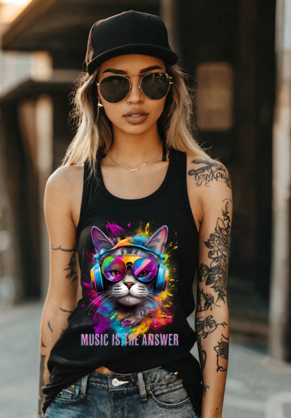 Cat Music is the Answer Art Exclusive T-Shirts | Grooveman Music TM - Grooveman Music