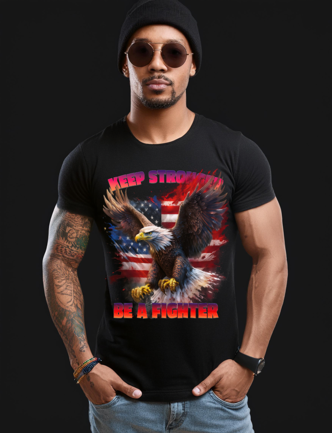 Eagle Keep Stronger Be a Fighter Art T-Shirts | GM TM