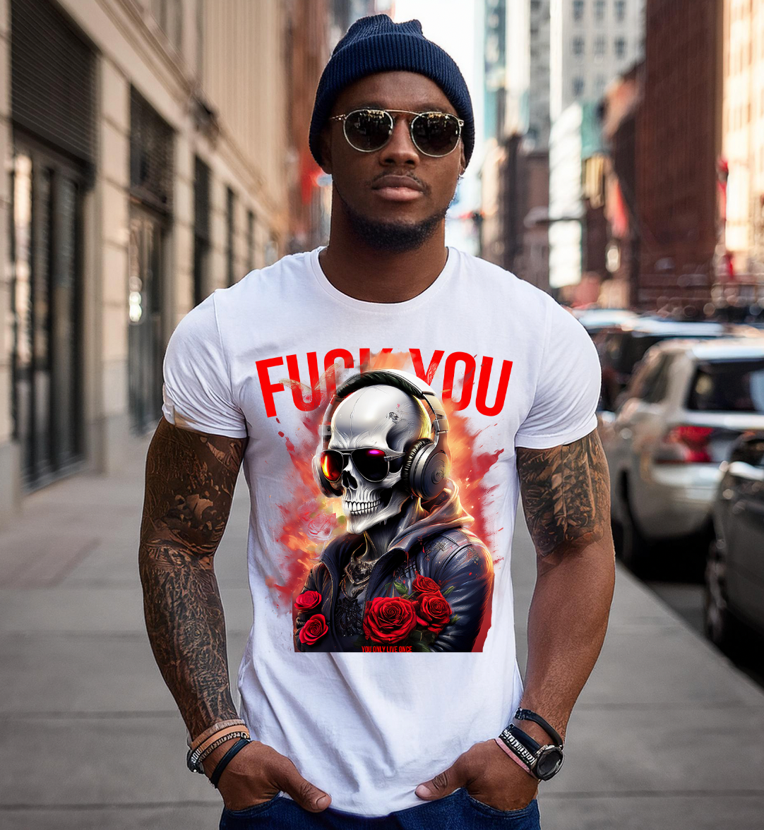 Skull Fuck You Red Roses Art T-Shirts | GM TM