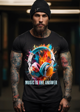 Headphones Music is the Answer Art T-Shirts | GM Trademark