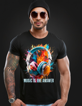 Headphones Music is the Answer Art T-Shirts | GM Trademark