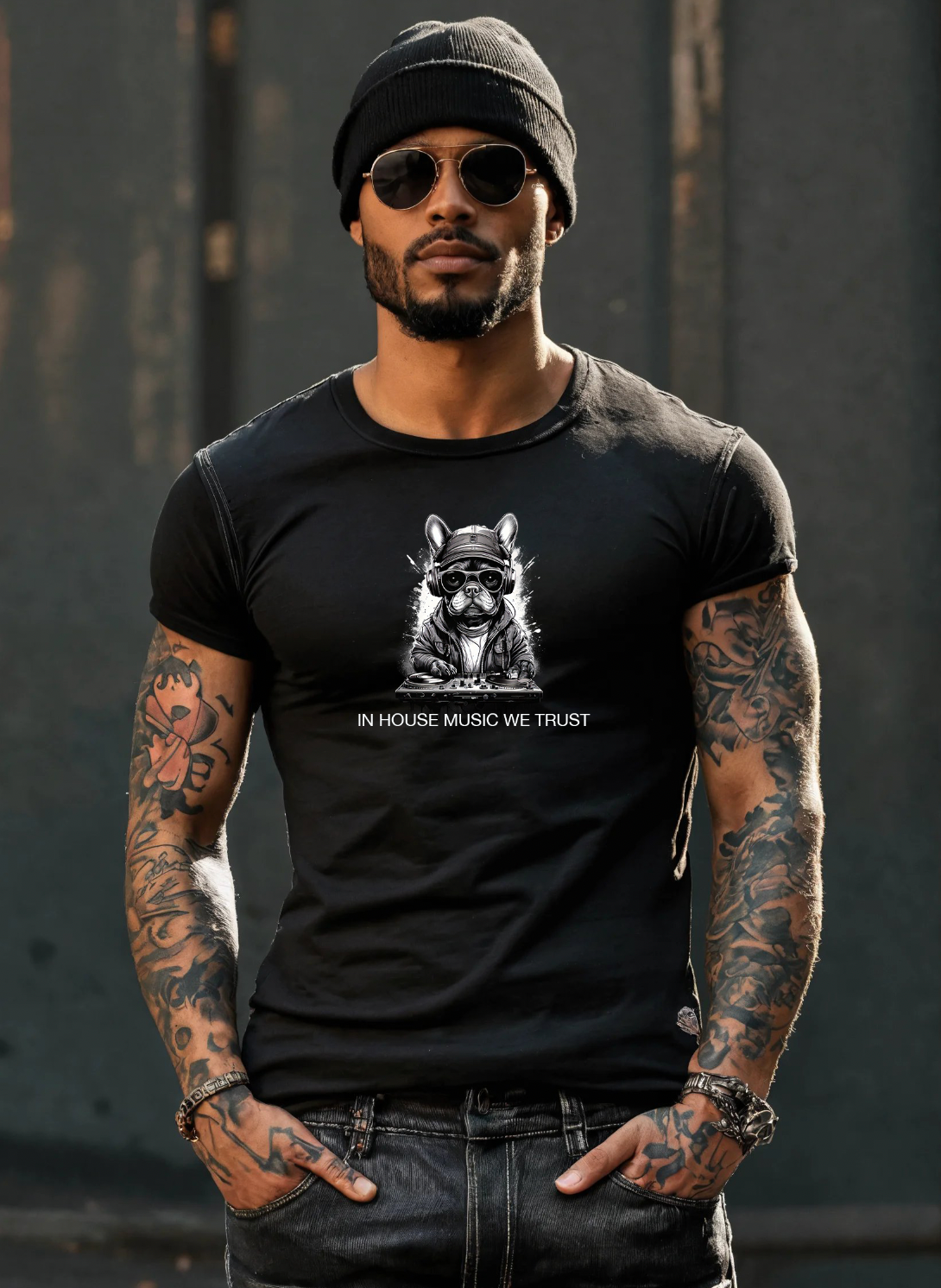 Frenchie In House Music Black Collection Art Exclusive T-Shirts | GM Trademark