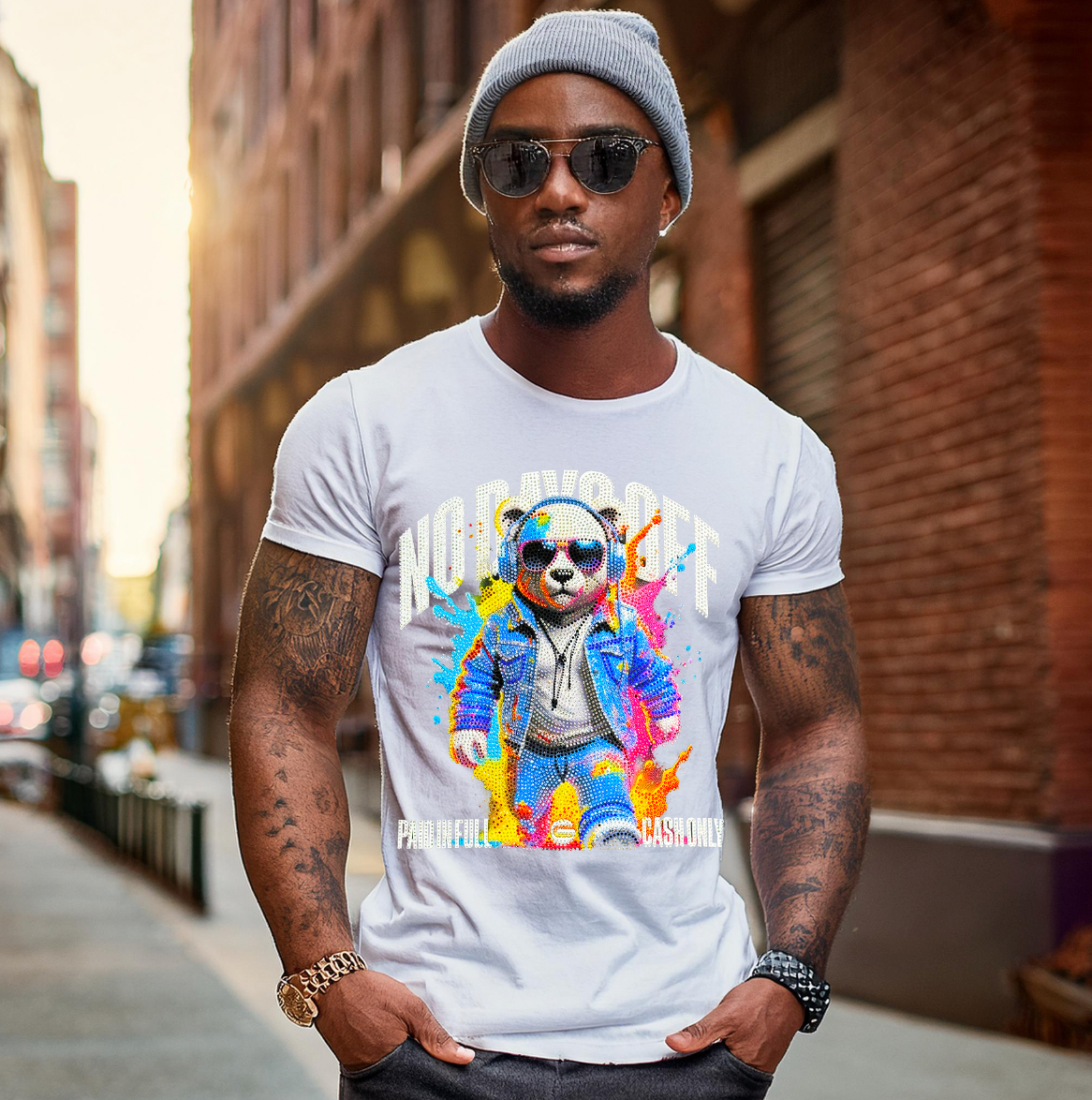 Rhinestones T Shirt No Days Off Exclusive | Grooveman Music TM