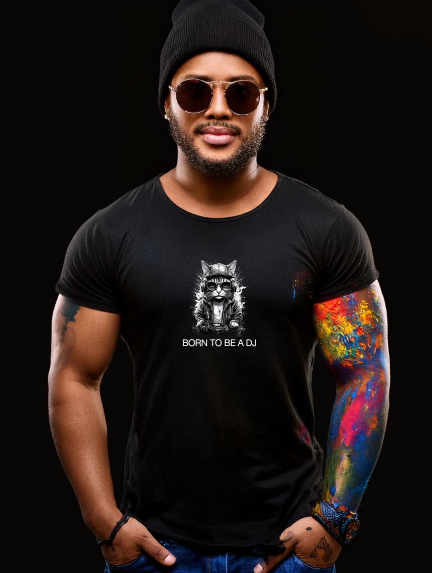 Cat Born to Be a Dj Black Collection Art Exclusive T-Shirts | GM Trademark