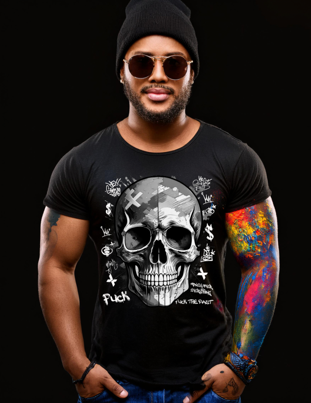 Skull Black and White Art T-Shirts | GM Trademark