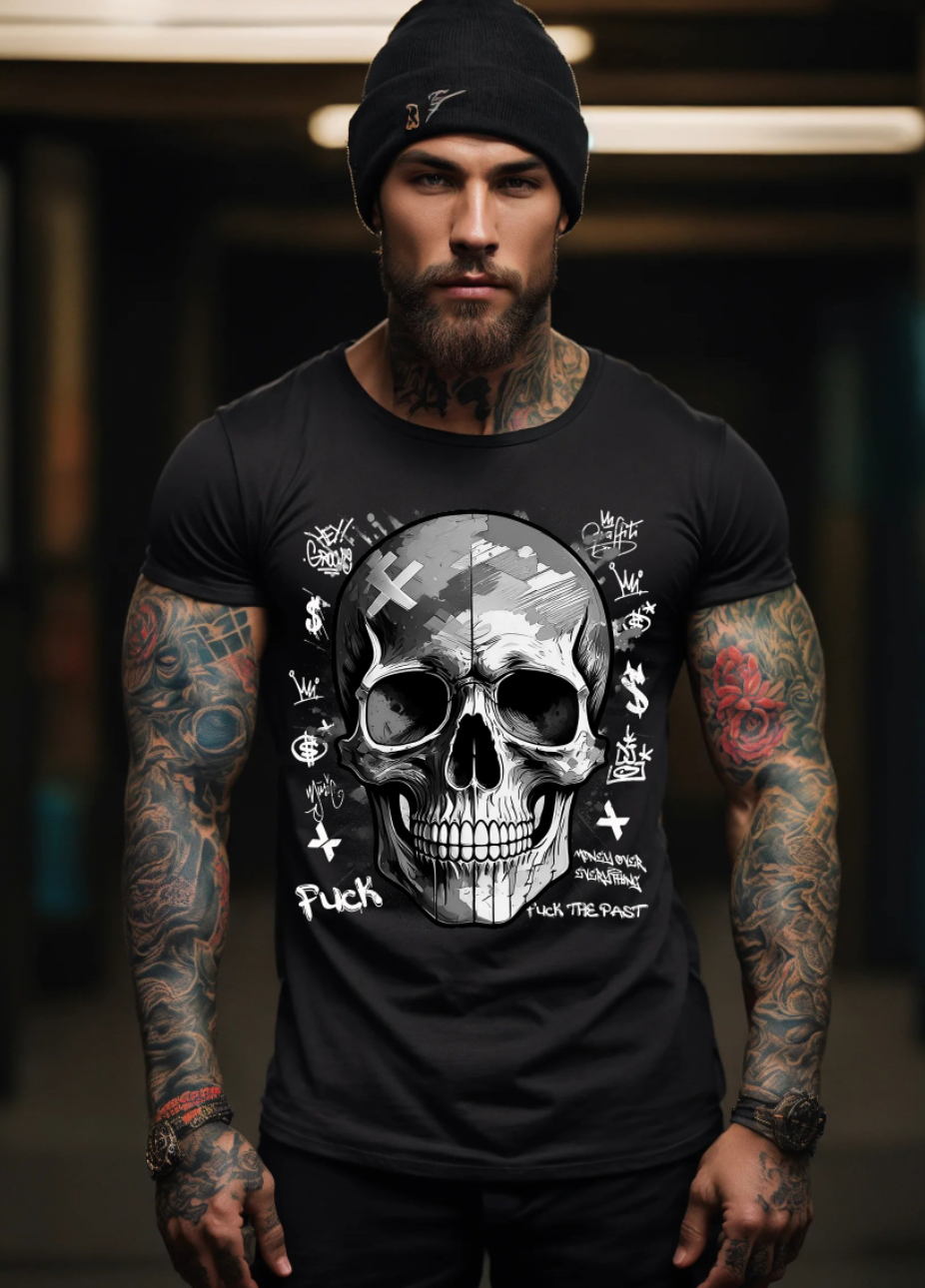 Skull Black and White Art T-Shirts | GM Trademark