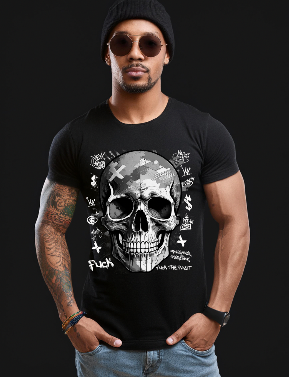 Skull Black and White Art T-Shirts | GM Trademark