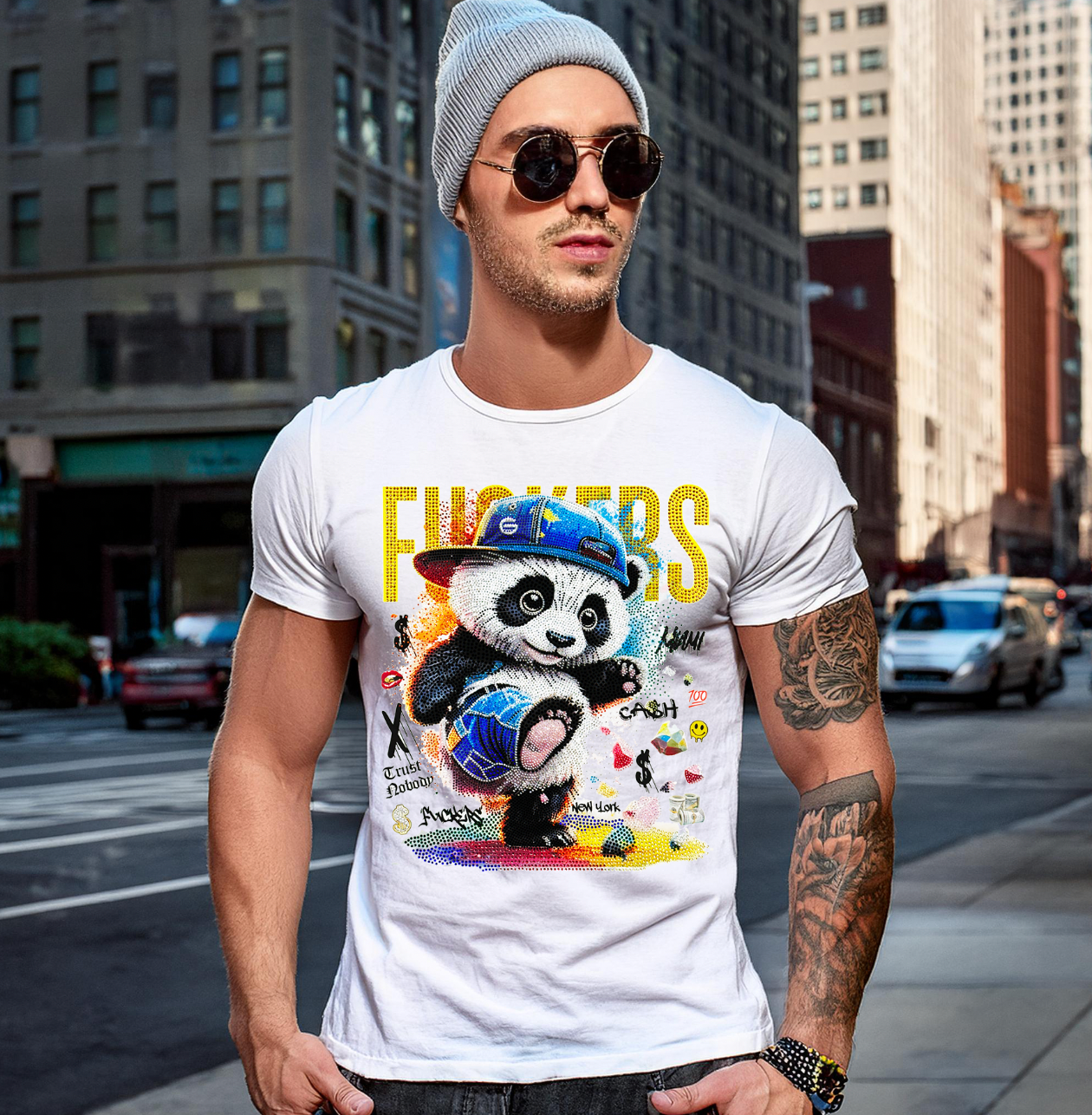 Rhinestones T Shirt Panda Fuckers Exclusive | Grooveman Music TM