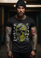 Rhinestones T Shirt Skull Black Gold Exclusive | Grooveman Music TM