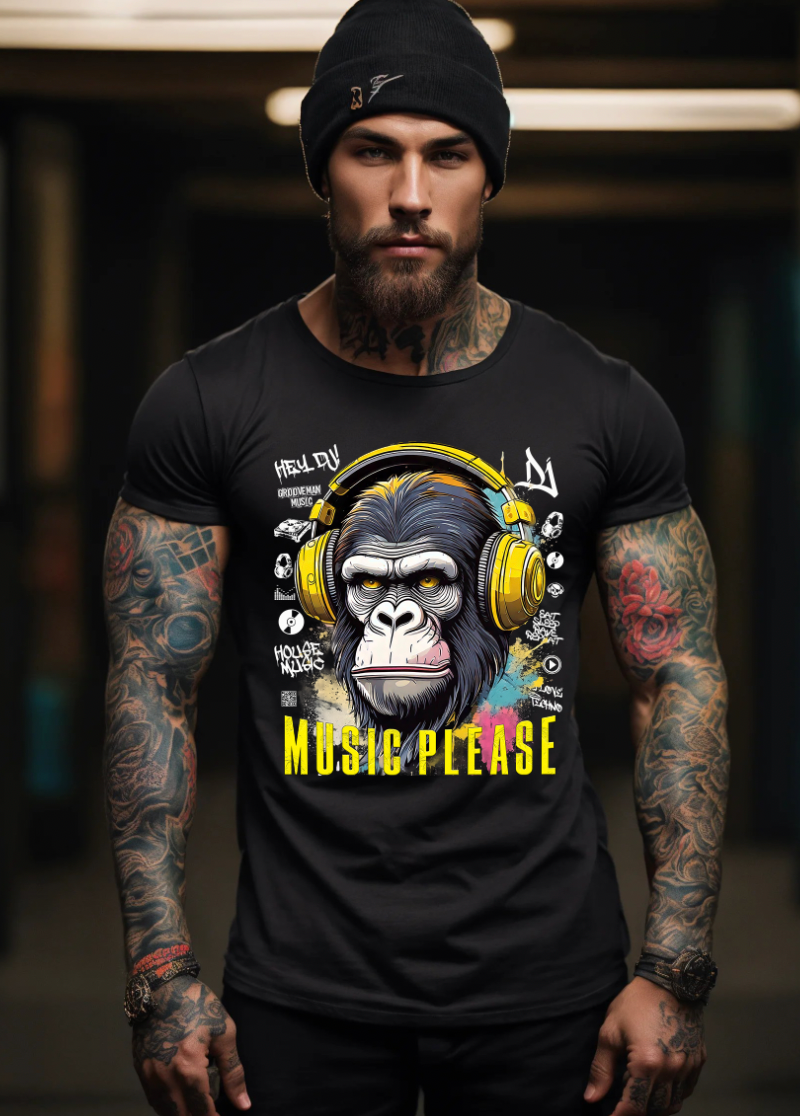 Ape Music Please Art T-Shirts | GM Trademark