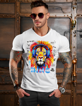 Rhinestones T Shirt Lion Colorful Exclusive | Grooveman Music Trademark