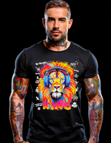 Rhinestones T Shirt Lion Colorful Exclusive | Grooveman Music Trademark