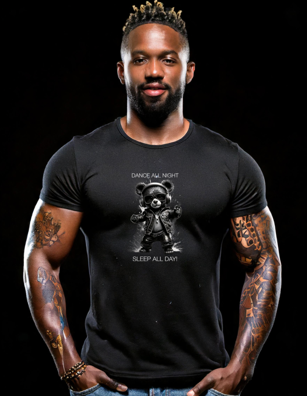 Teddy Dance All Night Sleep All Day Black Collection Art Exclusive T-Shirts | GM Trademark (Copy)