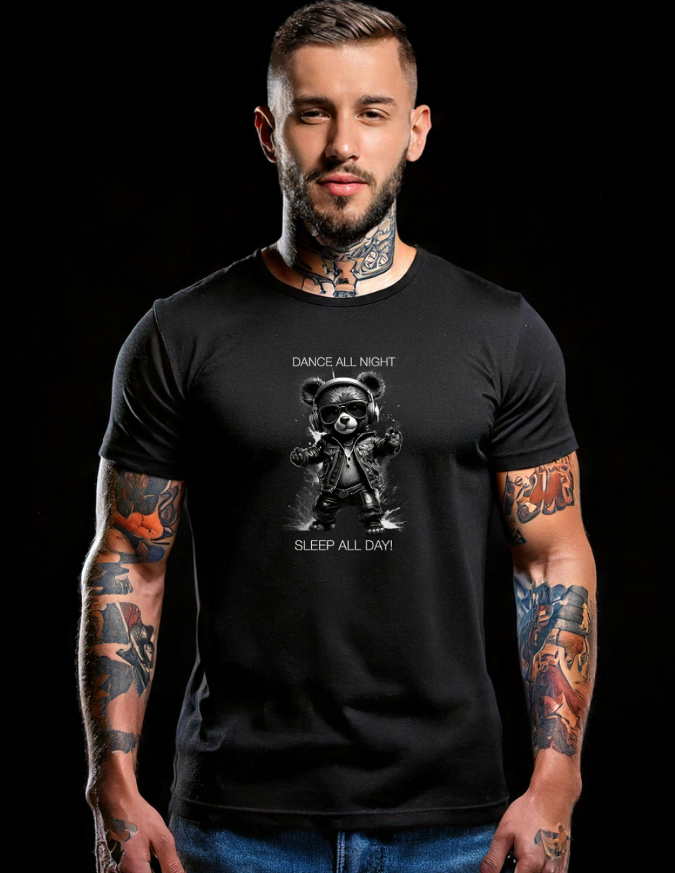 Teddy Dance All Night Sleep All Day Black Collection Art Exclusive T-Shirts | GM Trademark (Copy)