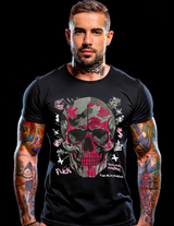 Rhinestones T Shirt Skull Neon Pink Exclusive |GM Trademark