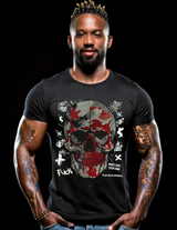 Rhinestones T Shirt Skull Red Exclusive GM Trademark