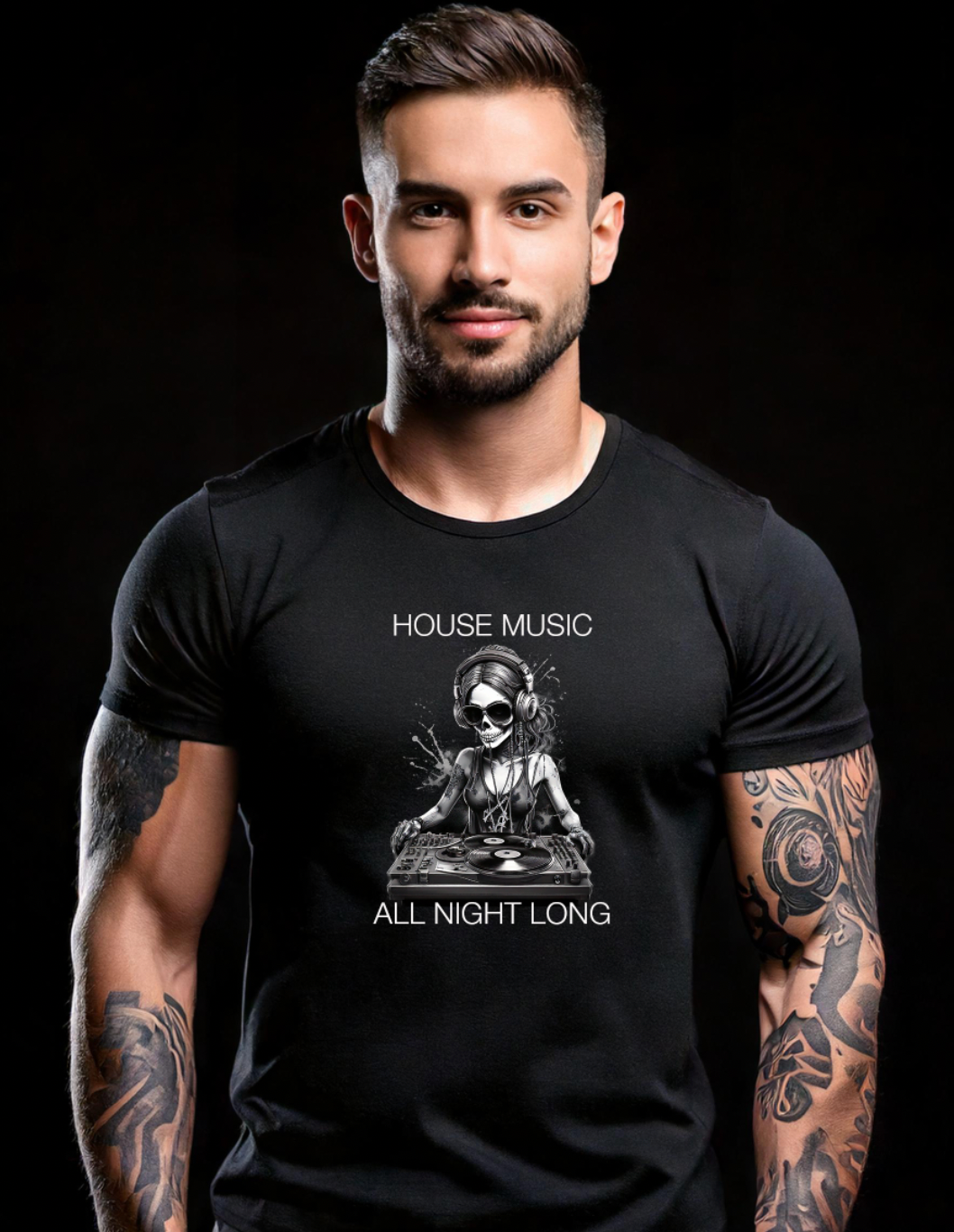 Skull Girl House Music Black Collection Art Exclusive T-Shirts | GM Trademark