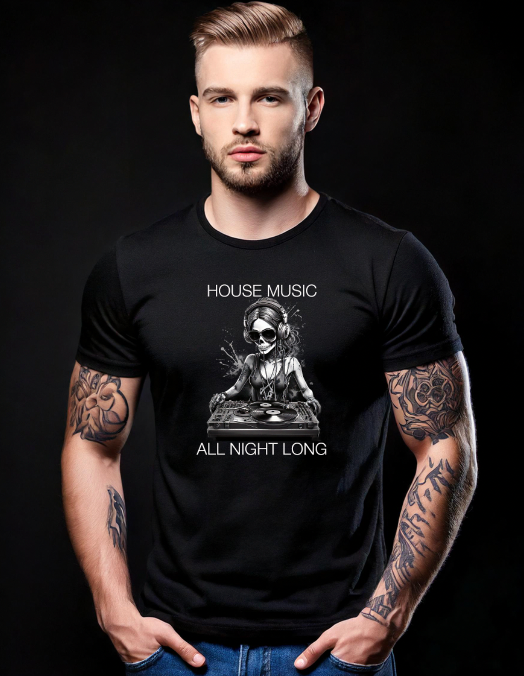 Skull Girl House Music Black Collection Art Exclusive T-Shirts | GM Trademark