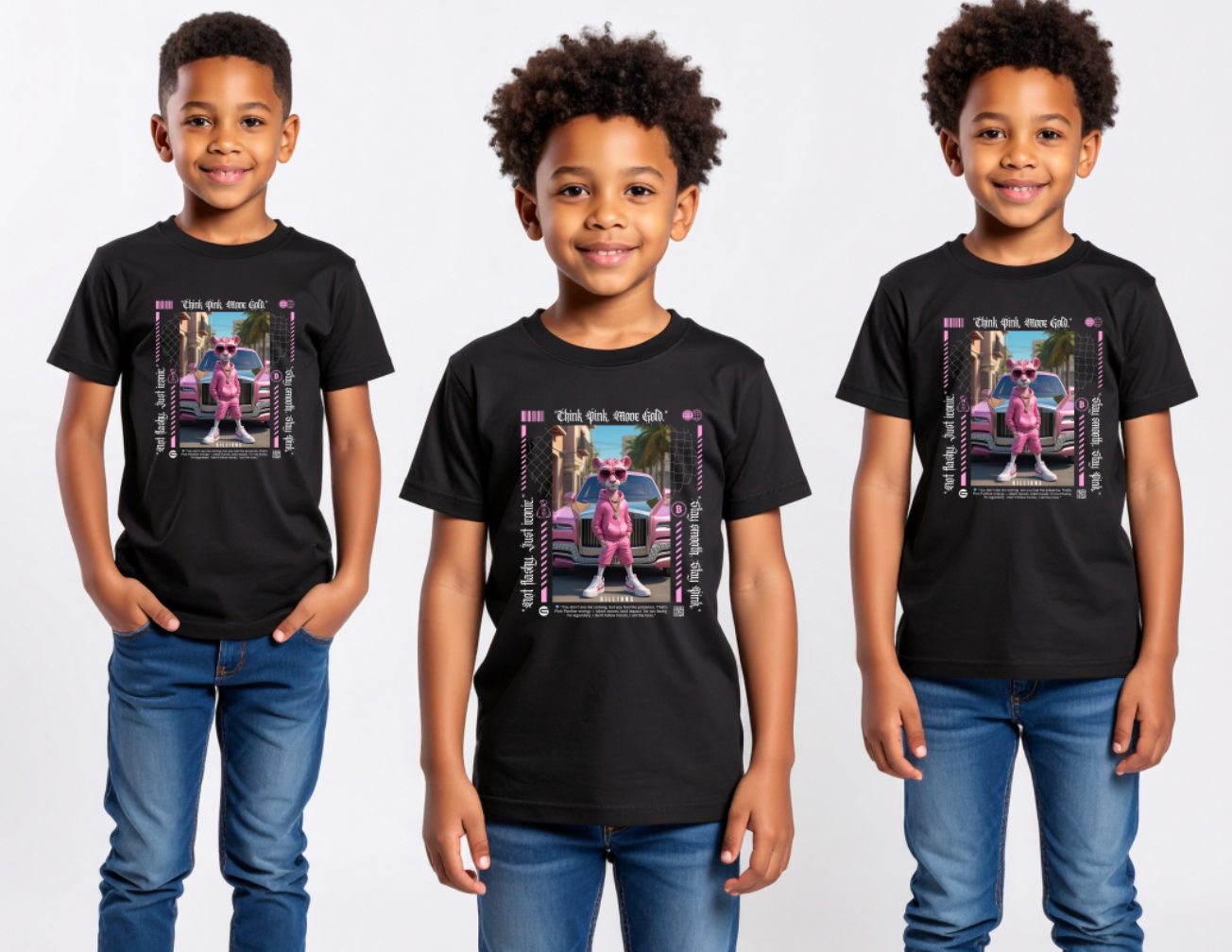 Kids Pink Panther Billions Art T-Shirt Grooveman Music Exclusive