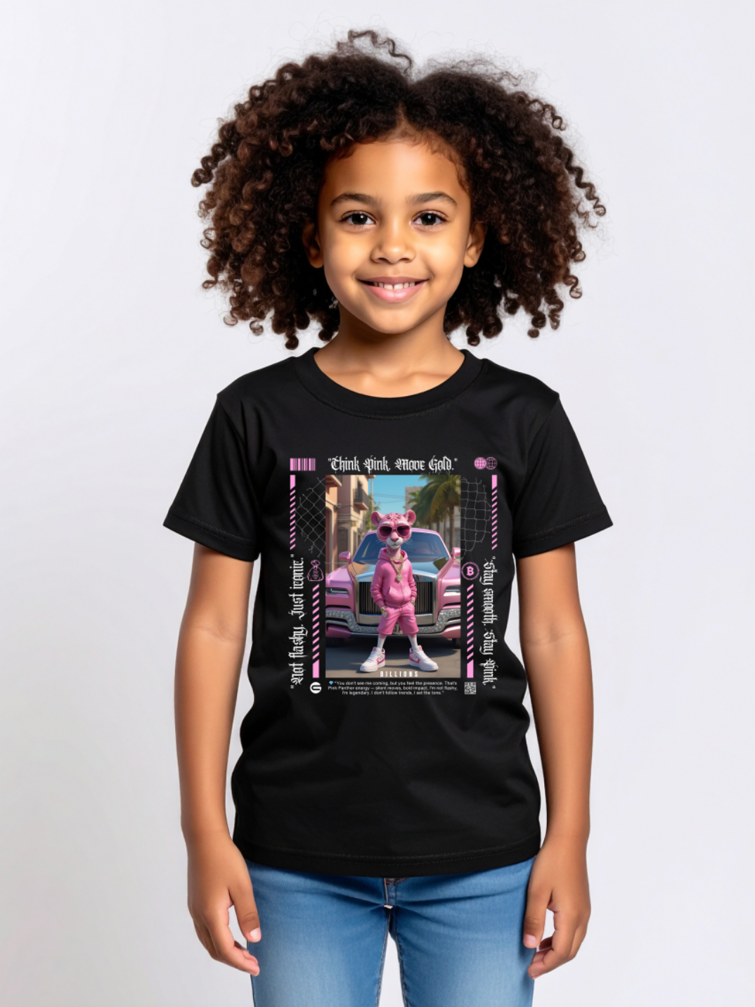 Kids Pink Panther Billions Art T-Shirt Grooveman Music Exclusive