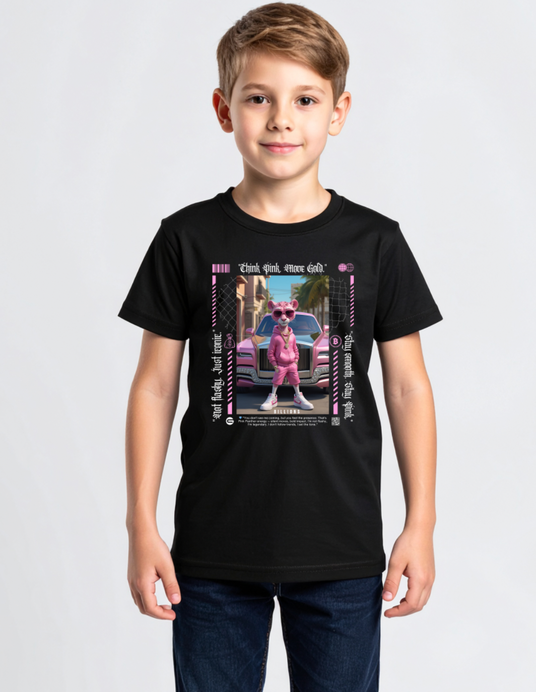 Kids Pink Panther Billions Art T-Shirt Grooveman Music Exclusive
