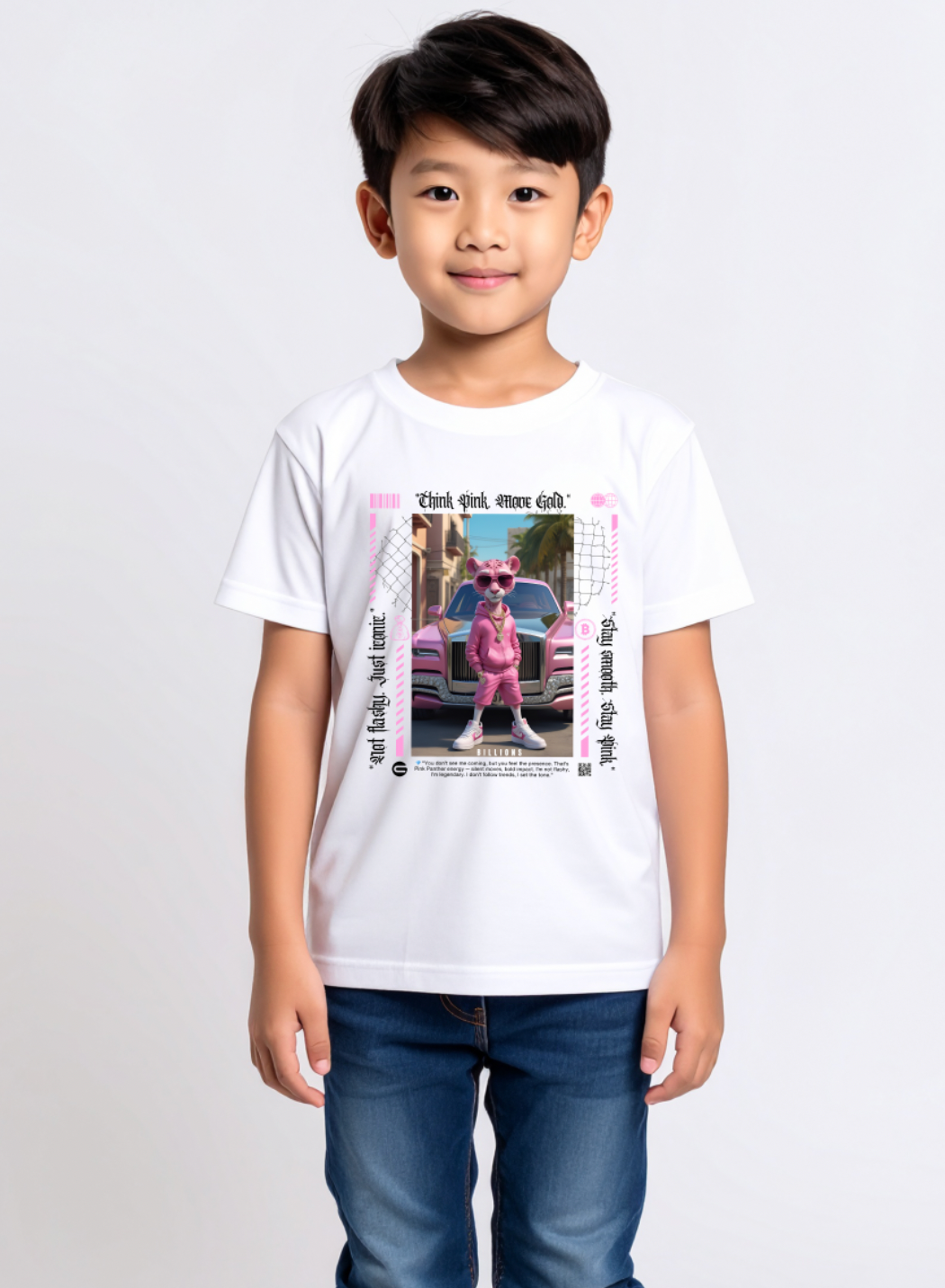 Kids Pink Panther Billions Art T-Shirt Grooveman Music Exclusive