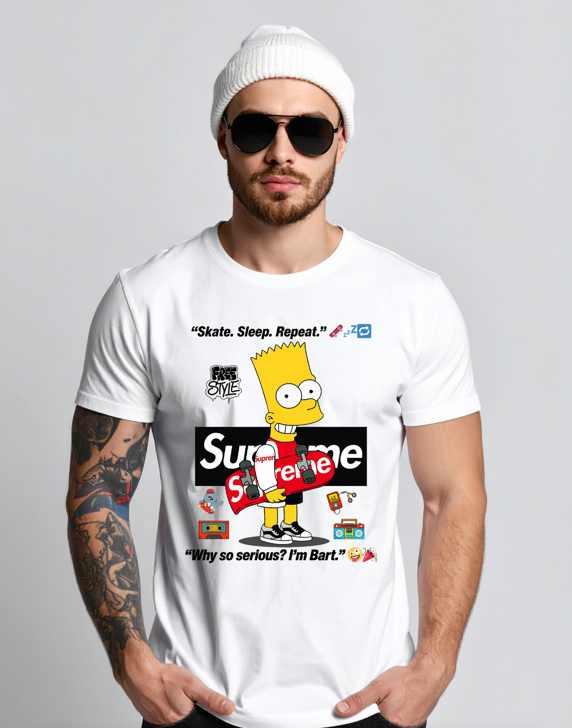 Skate. Sleep. Repeat. 🛹💤🔁 – Men’s Streetwear Graphic Tee | Grooveman Exclusive