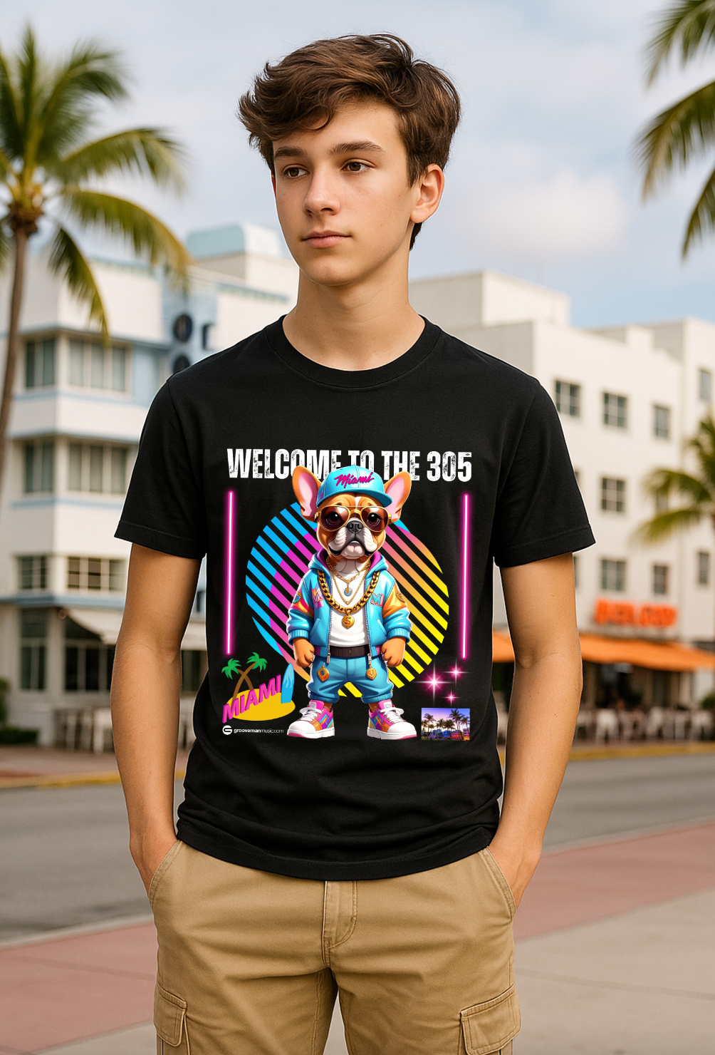 Grooveman Welcome to the 305 Miami Kids Graphic T-Shirt