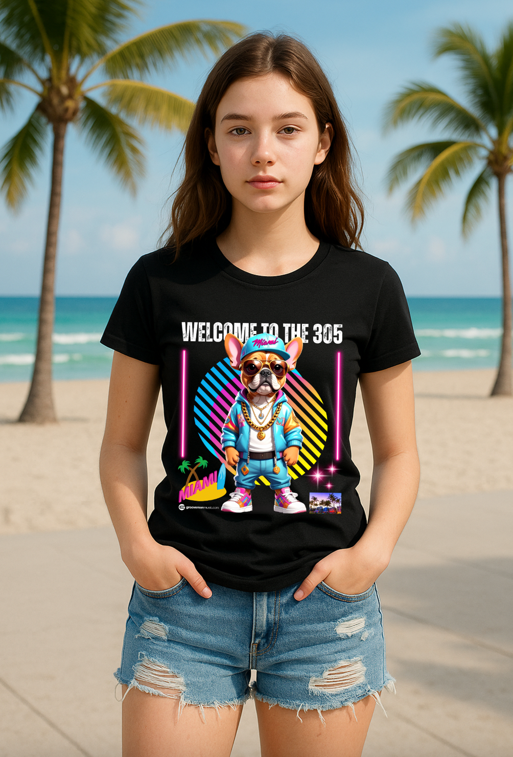 Grooveman Welcome to the 305 Miami Kids Graphic T-Shirt