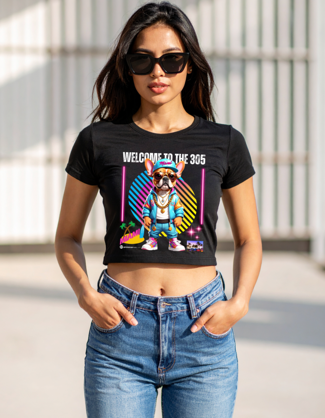 Women’s Miami Crop Tee – Welcome to the 305 Graphic T-Shirt | Grooveman