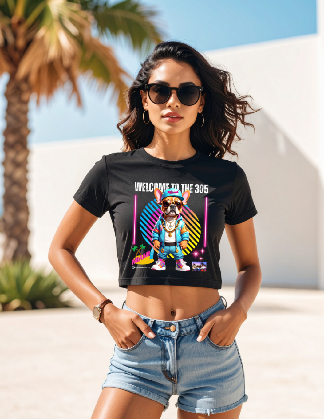 Women’s Miami Crop Tee – Welcome to the 305 Graphic T-Shirt | Grooveman