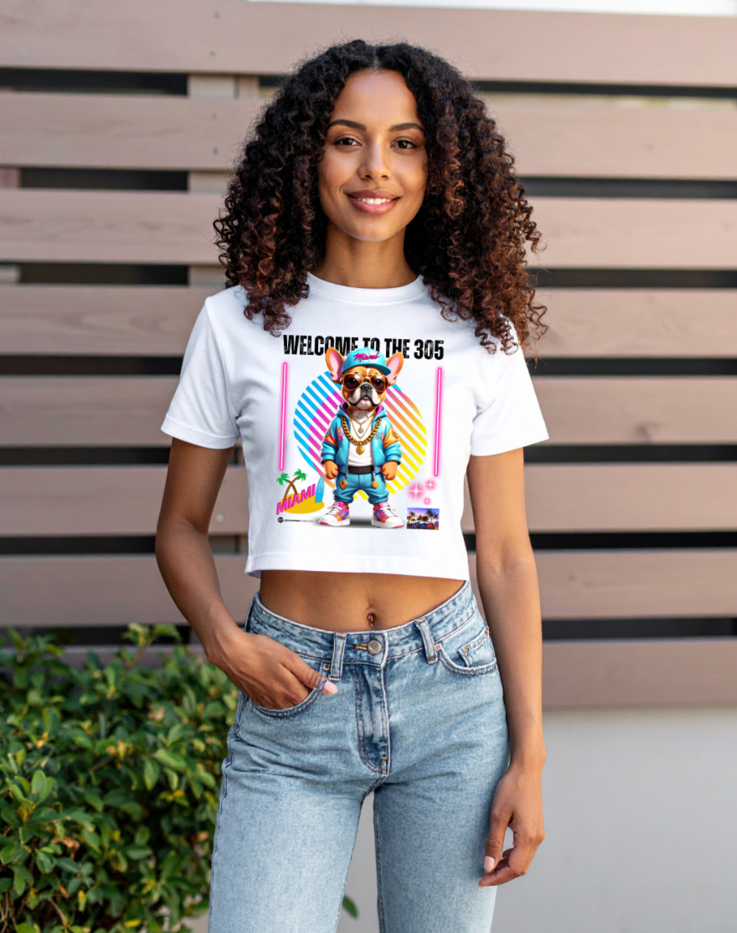 Women’s Miami Crop Tee – Welcome to the 305 Graphic T-Shirt | Grooveman