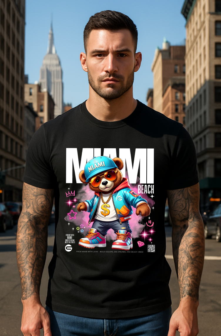 Miami Bling Teddy Rhinestone T-Shirt – Full Rhinestones Edition