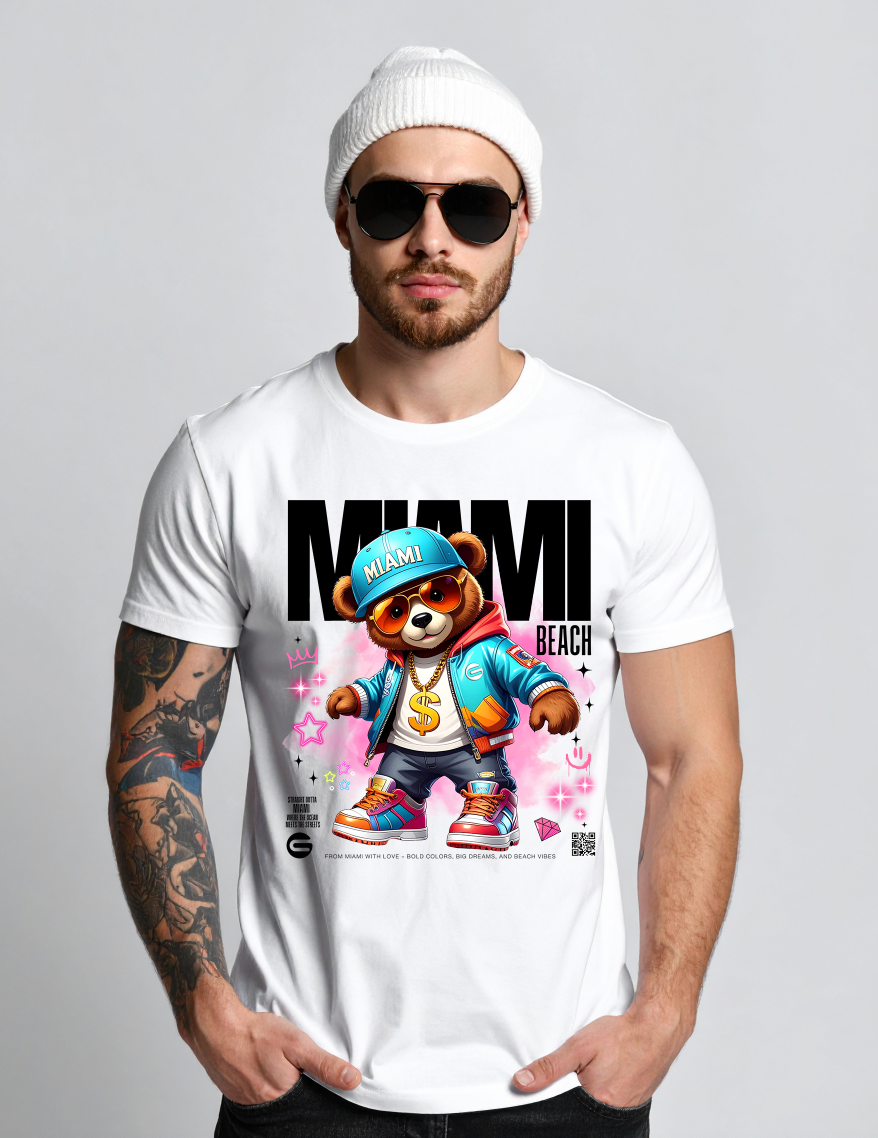 Miami Bling Teddy Rhinestone T-Shirt – Full Rhinestones Edition