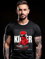 Men’s DJ Turntable Graphic T-Shirt – Killer Red Ninja Design | Grooveman