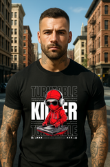 Men’s DJ Turntable Graphic T-Shirt – Killer Red Ninja Design | Grooveman