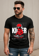 Men’s DJ Turntable Graphic T-Shirt – Killer Red Ninja Design | Grooveman