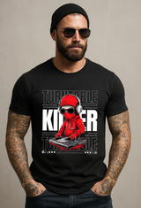 Men’s DJ Turntable Graphic T-Shirt – Killer Red Ninja Design | Grooveman