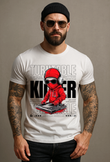 Men’s DJ Turntable Graphic T-Shirt – Killer Red Ninja Design | Grooveman