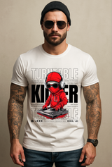 Men’s DJ Turntable Graphic T-Shirt – Killer Red Ninja Design | Grooveman