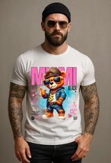 Men’s Rhinestone Graphic T-Shirt – Miami Teddy | Grooveman Streetwear