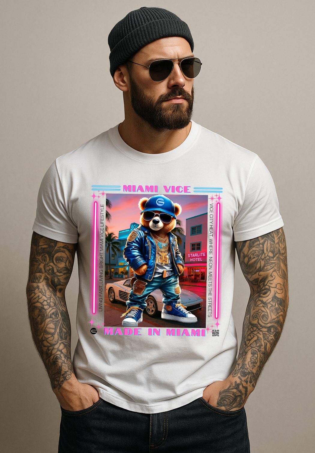 Men’s Miami Ocean Drive T-Shirt – Iconic Car Graphic & Neon Vibes | Grooveman