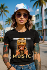 Grooveman “From Miami With Bling” Music Tee – Gold Bling Miami Graphic T-Shirt
