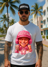 Men’s Grooveman Bling Pink Face Graphic T-Shirt – Black or White Streetwear Tee